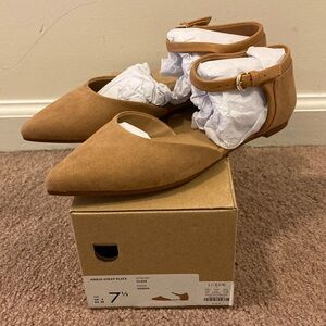 JCrew Factory pointed toe ankle strap flats